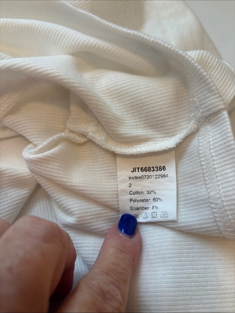 Cropped Polo Top in White - Relaxed Rib - see measurements - Picture 7 of 9